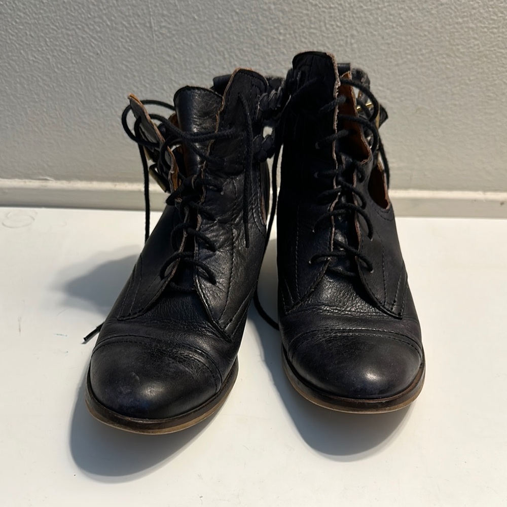Women's Black Leather Ankle Boots